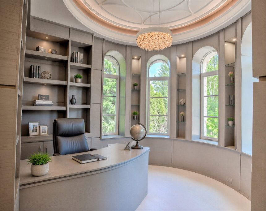Luxury home office interior supported by property maintenance services